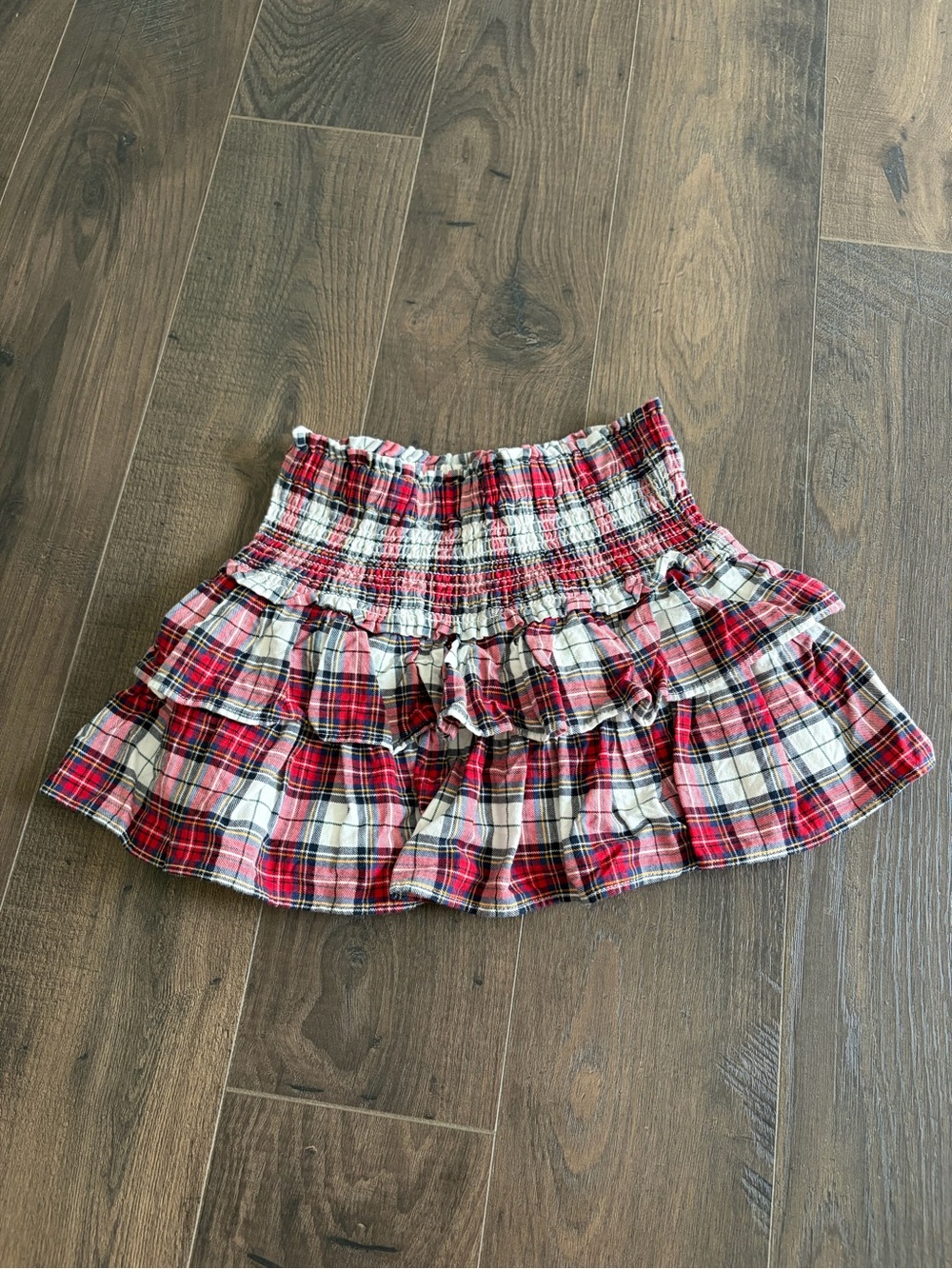 Janie and Jack Red and White Plaid Ruffled Mini Skirt